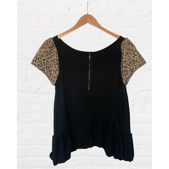 Anthropologie Leifsdoittir Leopard Sleeve Knit Wool Cashmere Twee Top Side Small - Picture 3 of 6